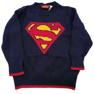 Superman Clark Kent Superhero Logo Sweater Navy Blue Baby Size 2T